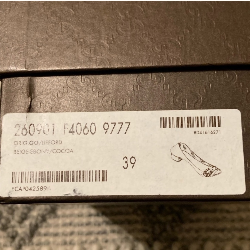Gucci tan brown GG Lifford canvas flats Sz 39 - Picture 11 of 12
